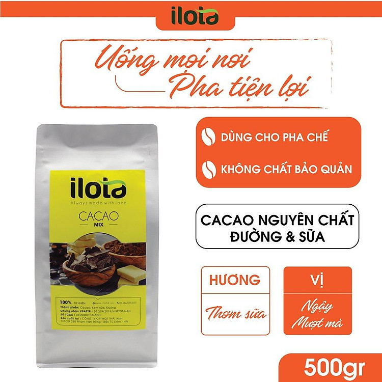 1kg Cacao Mix ILOTA - Uống liền - Pha chế