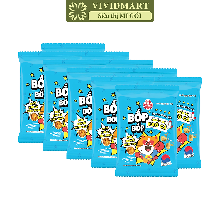 OTOKI - Snack mì khô gà Bốp Bốp hương vị Bulgogi bò, Snack Bốp Bốp vị bulgogi bò, Snack Otoki ăn liền (63g/gói)