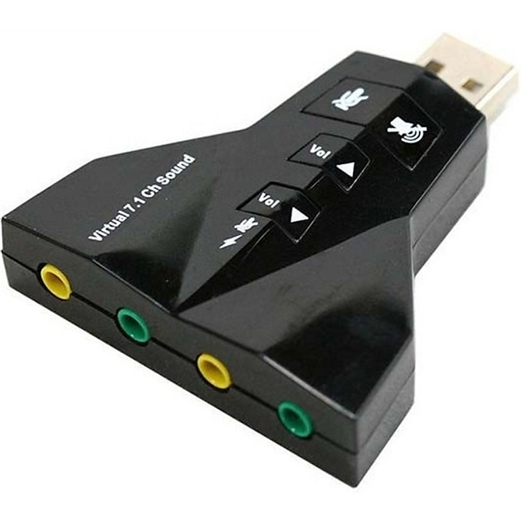 Usb sound 7.1 hỗ trợ 2 cổng âm thanh ,2 cổng audio