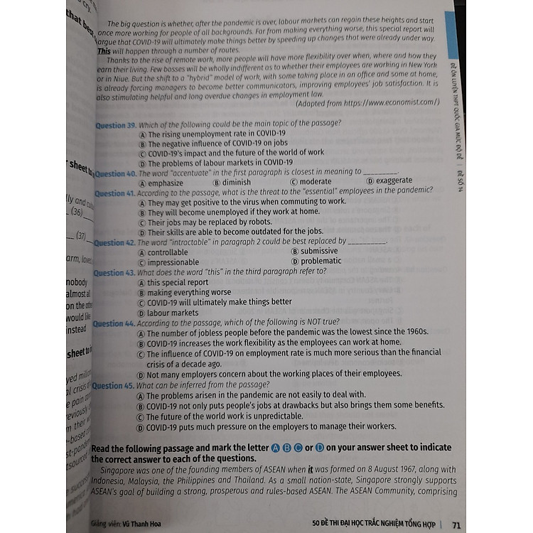 50 Đề Thi Đại Học Môn Tiếng Anh - Trắc Nghiệm Tổng Hợp - Ảnh 6