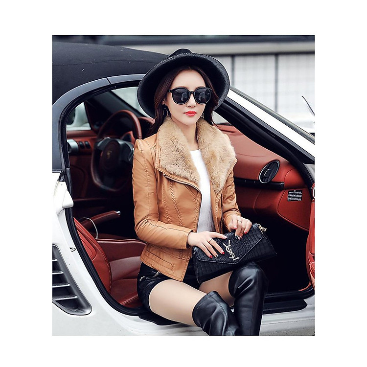 Áo khoác da cổ lông - KT2354