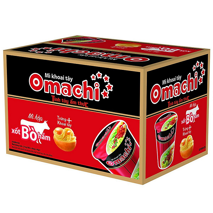 Thùng 24 Mì ly Omachi sốt bò hầm xúc xích 113g - 68835