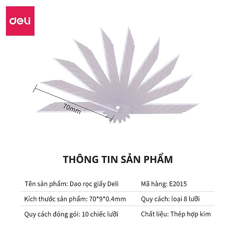 Lưỡi Dao Rọc Giấy Deli (10 chiếc) - Ảnh 4