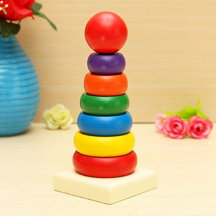 Mua tại Lazada: Đồ chơi tháp cầu vồng gỗ HAPPY KIDS Chính hãng Giá tốt