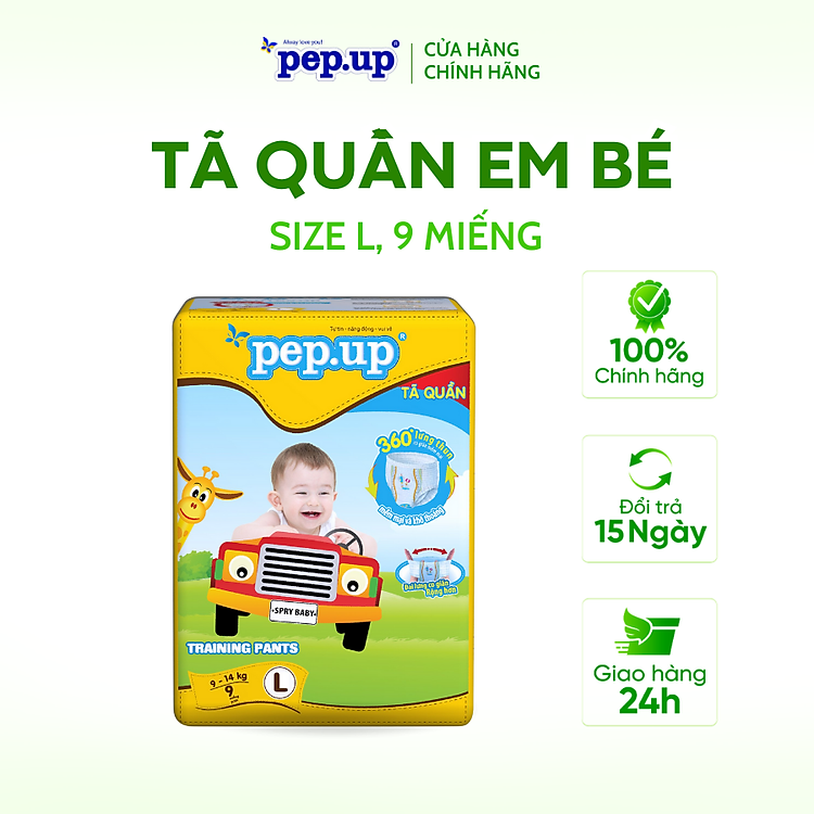 Tã/Bỉm Quần Em Bé Pep.up Size L Chính hãng Giá tốt