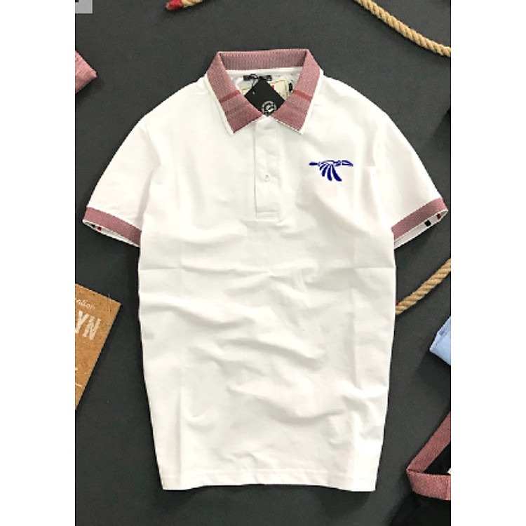 Áo thun polo nam có cổ bẻ phối sọc ngang caro vải cá sấu cao cấp ND08