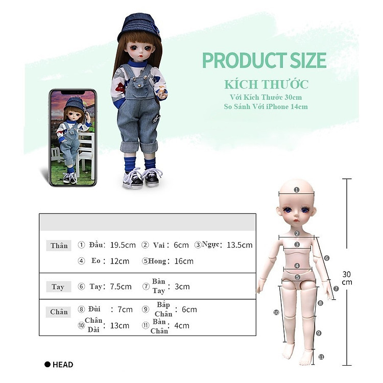 Búp Bê BJD 30cm Nâng Cấp Trẻ Em Chính hãng Tiết kiệm - Hình ảnh 4