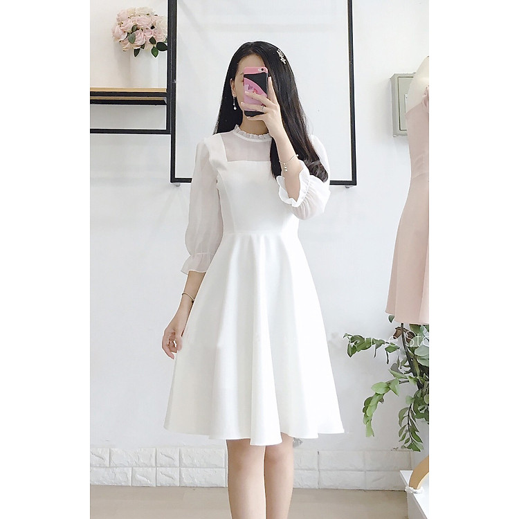 Đầm trắng dự tiệc dạo phố cực cute KingZone DTKZ002