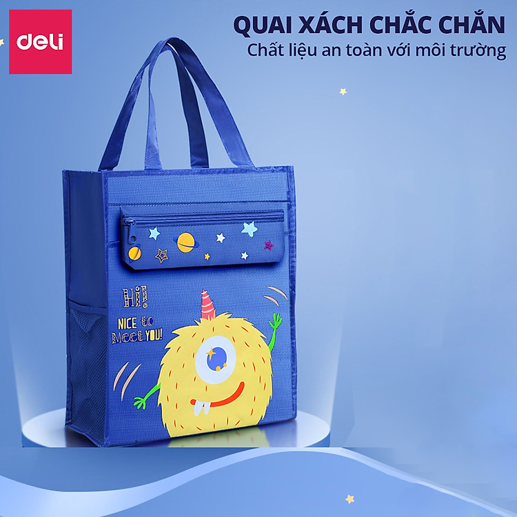 Túi Tote Deli Vải Canva Chống Nước (Màu xanh) - Ảnh 5