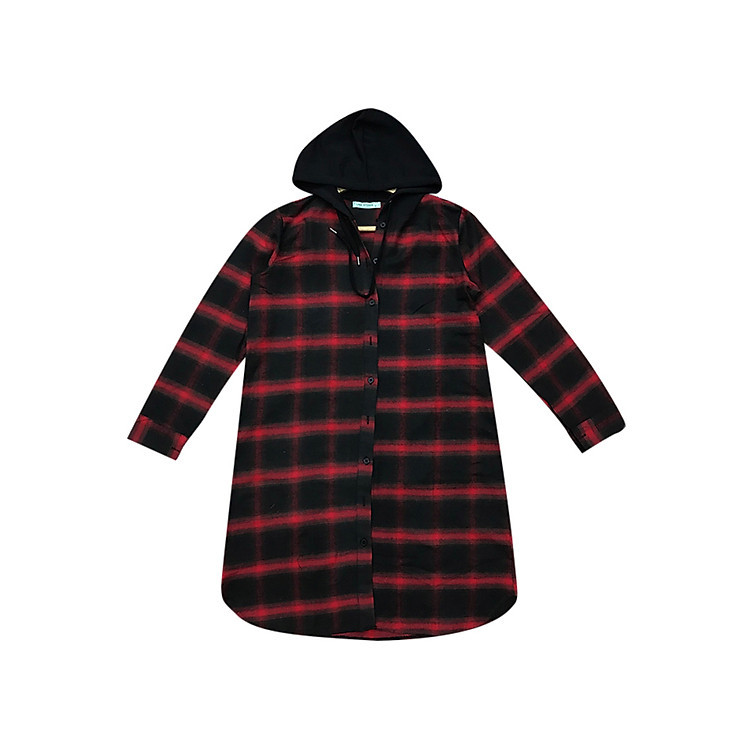 Áo Sơ Mi Nữ Caro Form Dài Phối Nón (Free Size)