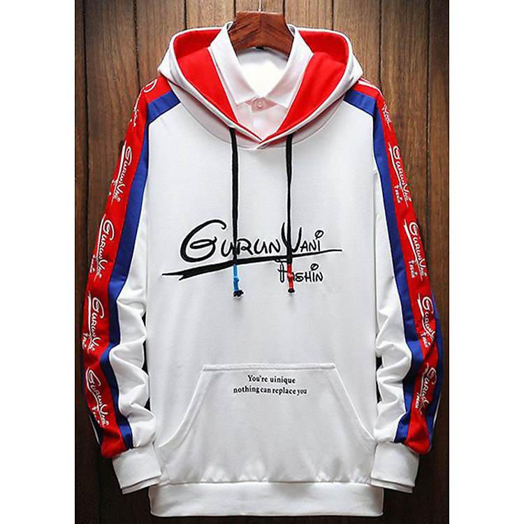 Áo hoodie phối sọc tay phong cách unisex