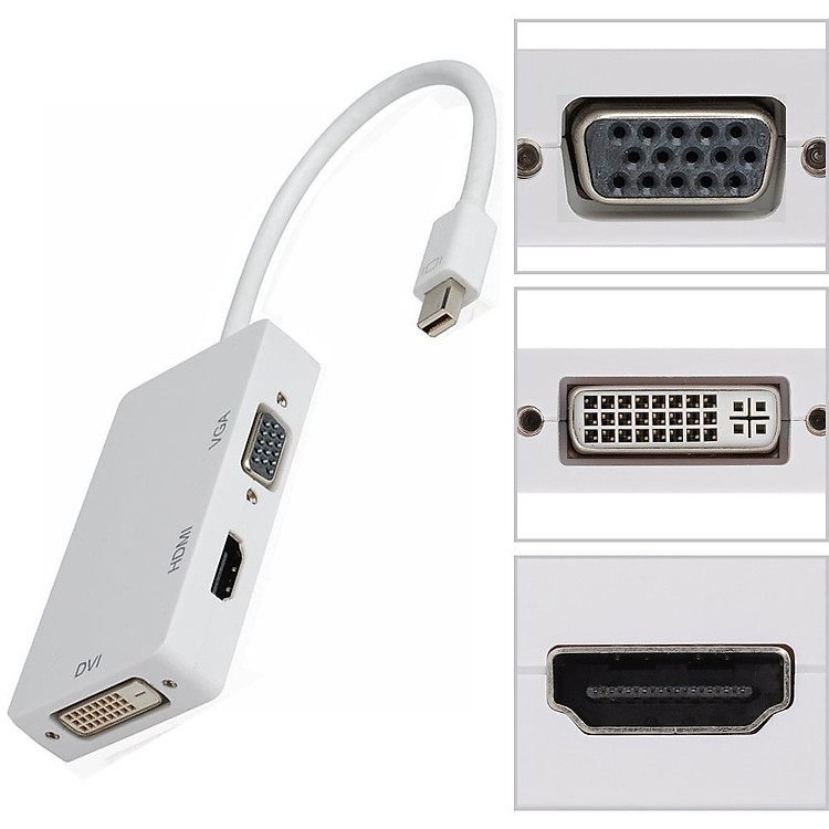 Cáp Mini Displayport ra HDMI/ DVI/ VGA - 3in1 VT24 (Trắng)