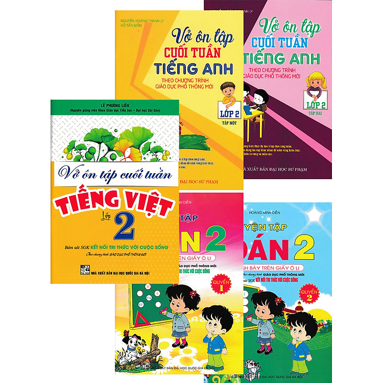 COMBO LUYỆN TẬP TOÁN - VỞ ÔN TẬP CUỐI TUẦN TIẾNG VIỆT - TIẾNG ANH LỚP 2 (BÁM SÁT SGK KẾT NỐI TRI THỨC VỚI CUỘC SỐNG) (BỘ 5 CUỐN)
