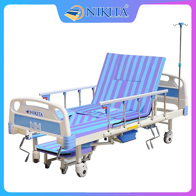 Giường y tế - DCN05 - Nâng đầu, nâng hạ chân, nghiêng trái phải, có chổ để bô - Chính hãng NIKITA