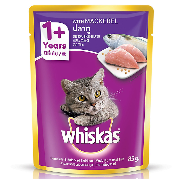 Đồ Ăn Cho Mèo Lớn Whiskas Vị Cá Thu (85g)