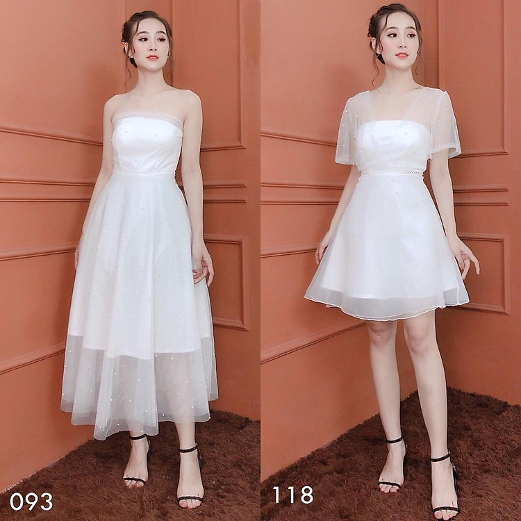Đầm dự tiệc trắng dáng xòe sang trọng bigsize váy đầm nữ đẹp đi biển giá rẻ