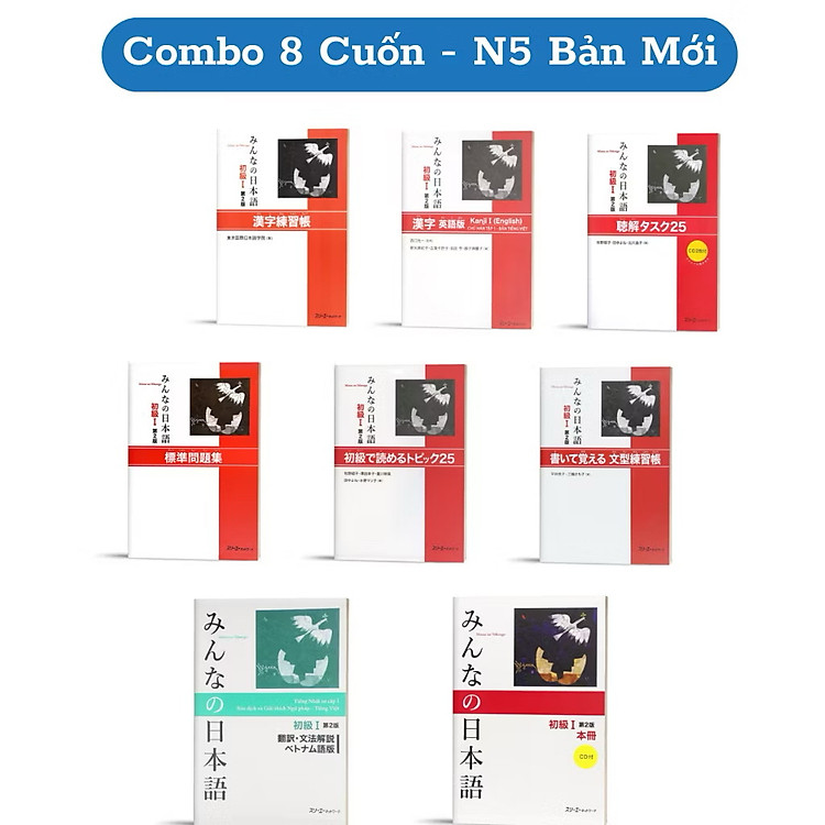 Sách - Combo 8 Cuốn Minnano Nihongo Sơ Cấp 1 Trình Độ N5 - Cho Người Mới Bắt Đầu Học Tiếng Nhật (Bản Mới)