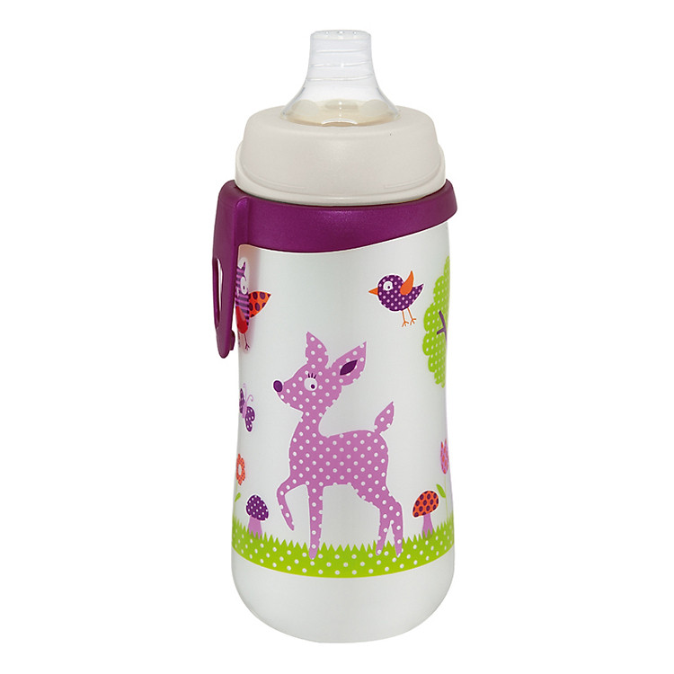 Bình Uống Nước Pp Cổ Rộng NIP NIP35050 330Ml Cho Bé Gái Kèm Đầu Hút Silicon