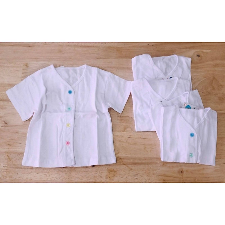 Set 05 Áo Sơ Sinh Coton Tay Ngắn Cho Bé Từ 0 - 4 Tháng