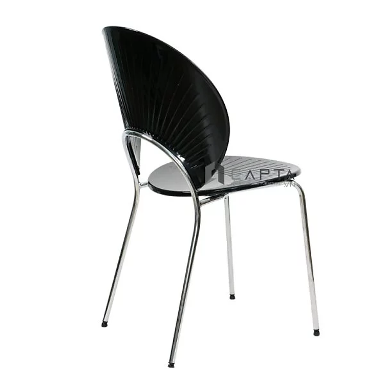 Ghế tiếp khách spa nhựa trong suốt chân thép mạ chrome Ghế cafe nhựa xếp chồng hiện đại LYLY-PC HCM