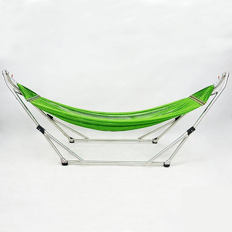 Bộ khung võng Xếp Thái Sơn ống tròn - đầu cong relax (Chất liệu inox) + võng lưới ( HÀNG CHÍNH HÃNG - ĐỔI TRẢ MIỄN PHÍ )