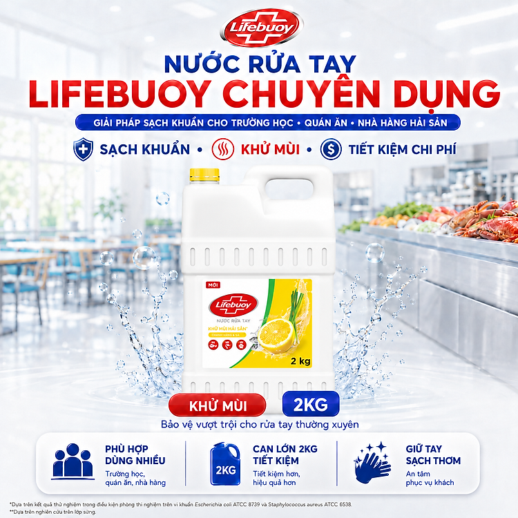 Nước Rửa Tay Lifebuoy Khử Mùi Hải Sản Chuyên Dụng Cho Quán Ăn, Nhà Hàng, Bếp Ăn 2KG / 4KG