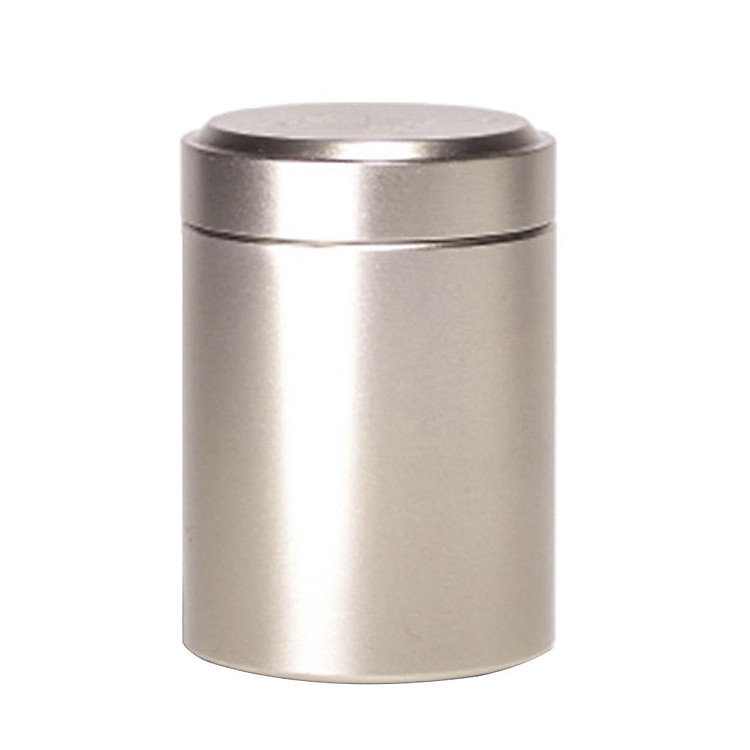 Protable Aluminium Alloy Tea Tin Coffee Canister Jewelry Round Box Sliver Gray