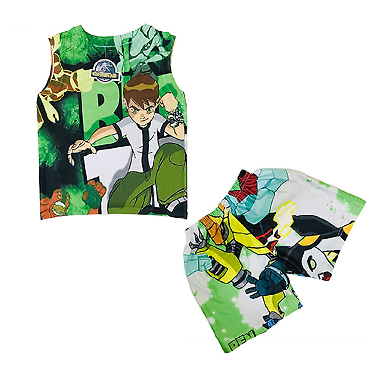 Đồ Bộ Thun Ba Lỗ In 3D cho bé trai hình ben 10