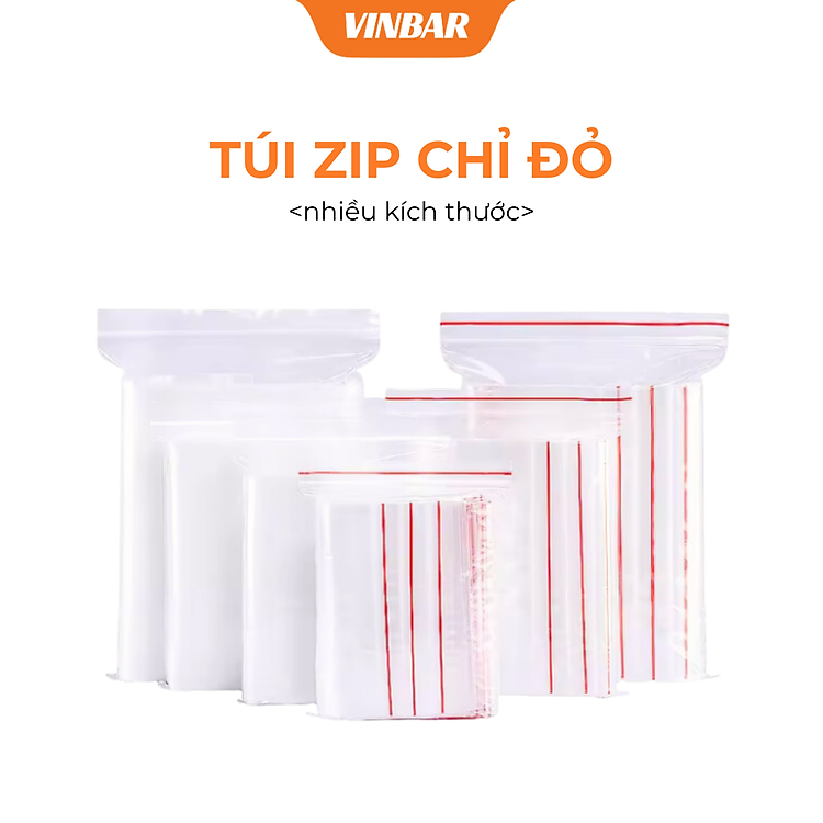 TÚI ZIP VIỀN ĐỎ NHIỀU KÍCH THƯỚC