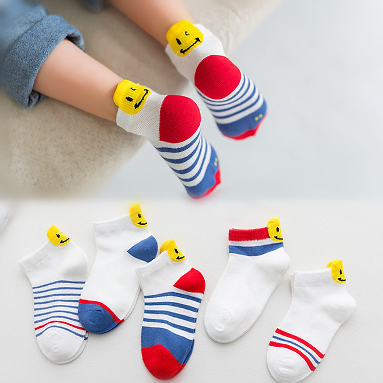 Set 5 đôi Tất Vớ Cotton Cao Cấp Cho Bé Từ 3-5 Tuổi V002