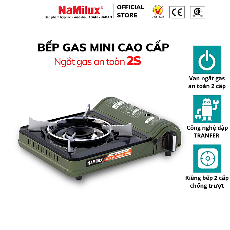 Bếp Gas Mini Cao Cấp NaMilux NH-P3320PF│Van Ngắt Gas An Toàn 2 Cấp│Công Suất 2.6 Kw (2.200 kcal/giờ)│Hàng Chính Hãng