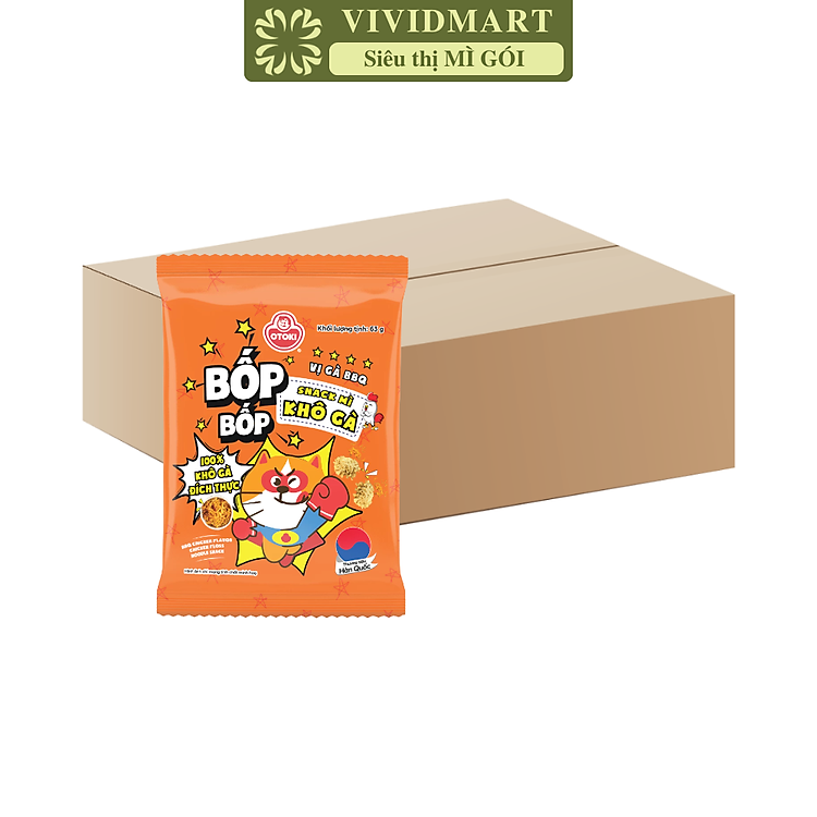 OTOKI - Snack mì khô gà Bốp Bốp hương vị Gà BBQ, Snack Bốp Bốp vị Gà BBQ, Snack Otoki ăn liền (63g/gói)