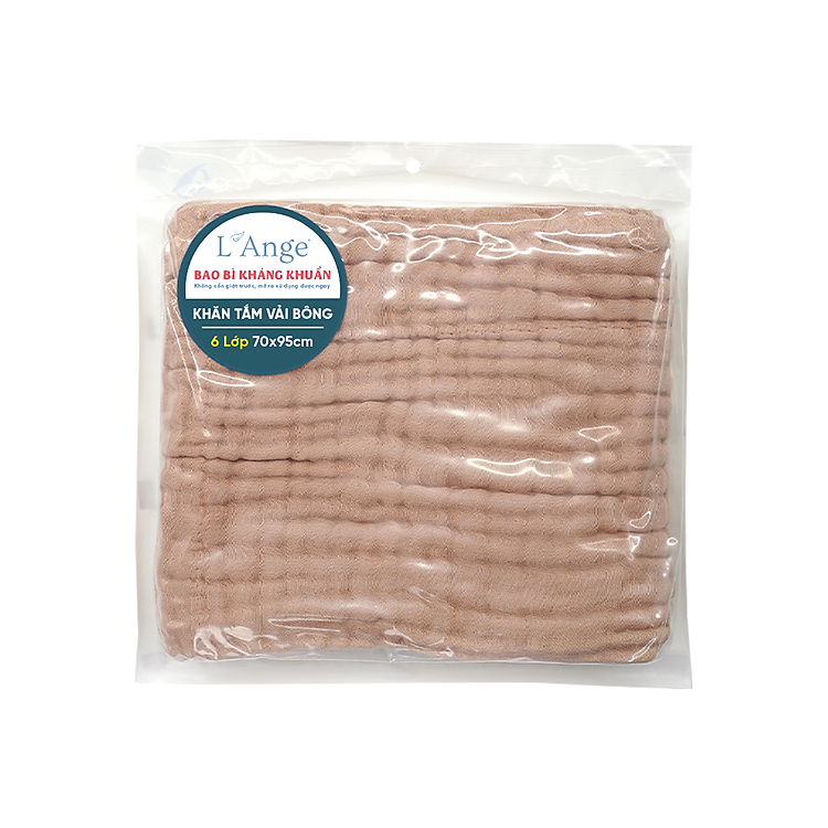 Khăn tắm L’Ange 6 lớp cho bé - Nâu Chính hãng Ưu đãi - Hình ảnh 3