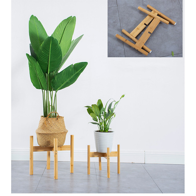 Giá kệ gỗ mini để đỡ chậu cây hoa để trong nhà hoặc ngoài trời - Gỗ tre tự nhiên