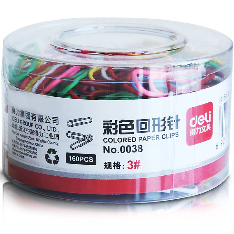 Kẹp Giấy Màu DELI 0038 (29mm/160 cái)