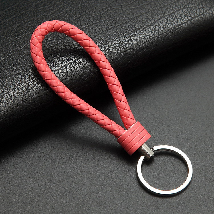 Móc khóa dây thắt bím - Hồng cam