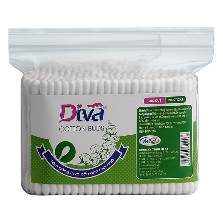 Tăm Bông Diva Dạng Túi - 200 Que