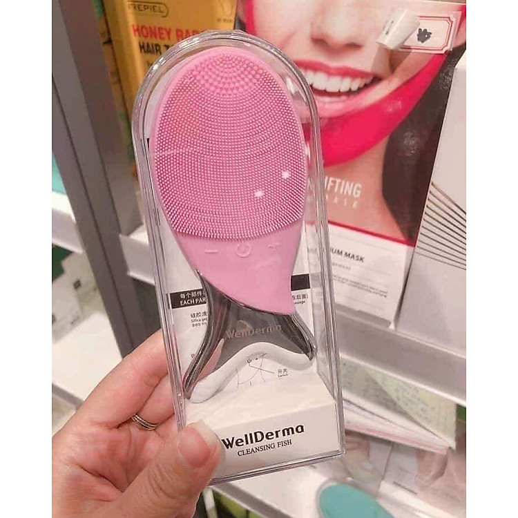 MÁY RỬA MẶT + MASSAGE NÂNG CƠ WELLDERMA CLEANSING FISH MÀU HỒNG