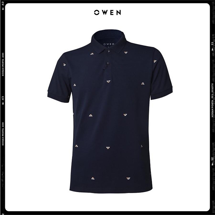 OWEN - Áo polo nam Owen màu xanh navy in họa tiết 220317 - Áo thun ngắn tay có cổ nam