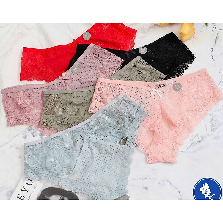 Quần lót nữ QV278 ren hoa mềm mại cao cấp kết nơ ôm nửa mông xinh xắn có lỗ thoáng khí