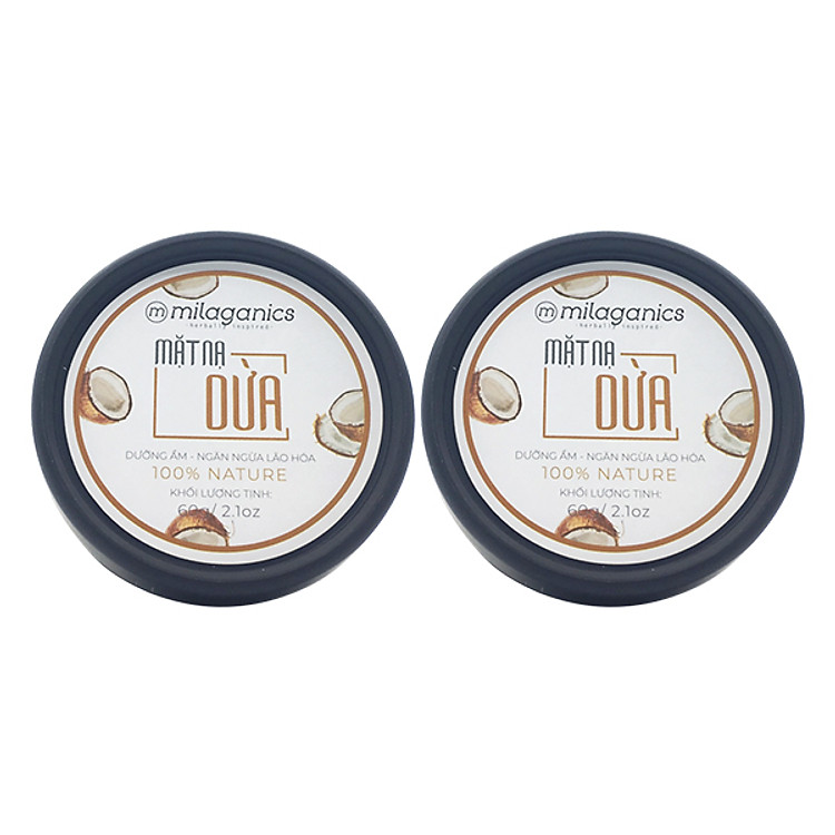 Combo 2 Hũ Mặt Nạ Dừa Dưỡng Ẩm, Ngăn Ngừa Lão Hoá Milaganics 60G