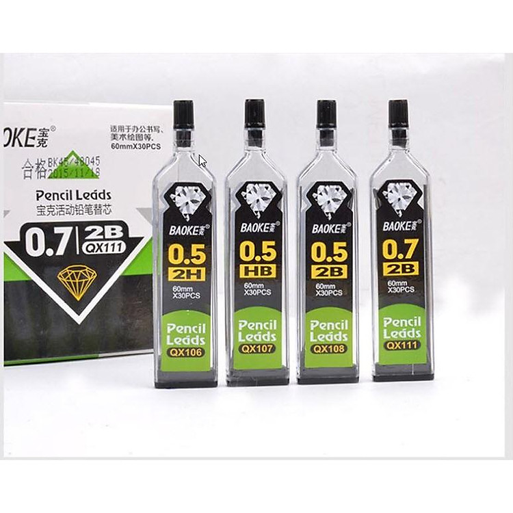 Hộp Ruột Bút Chì Kim 2B 0.5mm Baoke (5 hộp)