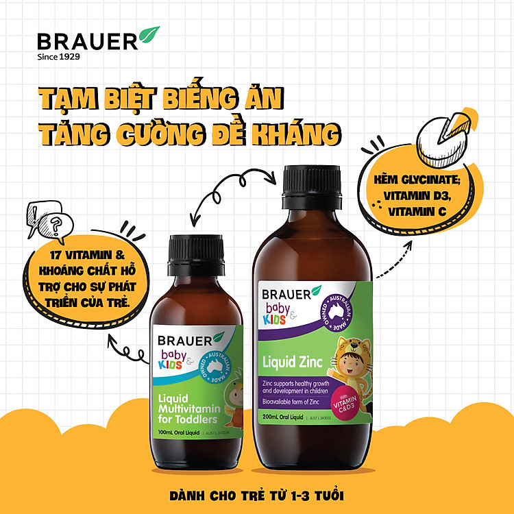 Siro Kẽm, Vitamin C&D Brauer cho bé Đảm bảo Ưu đãi - Hình ảnh 5