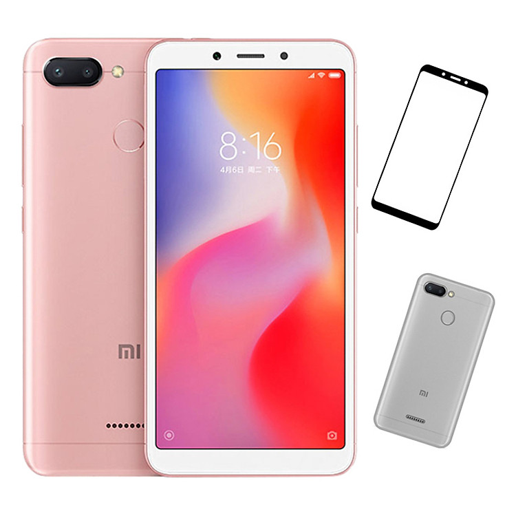 Bộ Điện thoại Xiaomi Redmi 6 (32GB/3GB) + Dán Cường Lực 5D Full Màn+ Ốp Lưng - Hàng Nhập Khẩu