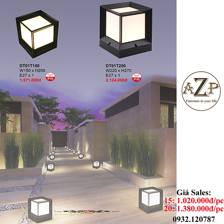 AZP - ĐÈN TRỤ / ĐÈN TRANG TRÍ CỔNG, NGOÀI TRỜI AZP-DT01 phong cách đương đại, hàng nhập khẩu AZP