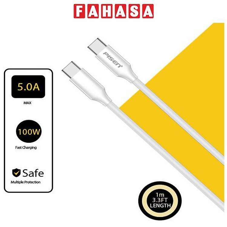 Cáp Sạc Pisen Quick USB-C PD 100W (1m)