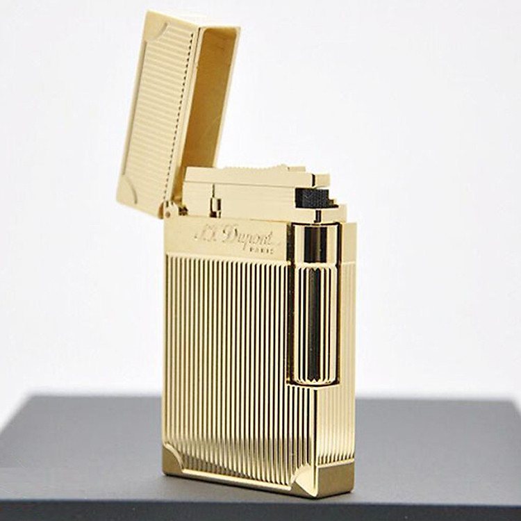 Vỏ Hột Quẹt Bật Lửa Upon D75H Họa Tiết Hình Kẻ Dọc Chặn Góc Hồng Vàng - Dùng Ga Đá Cao Cấp