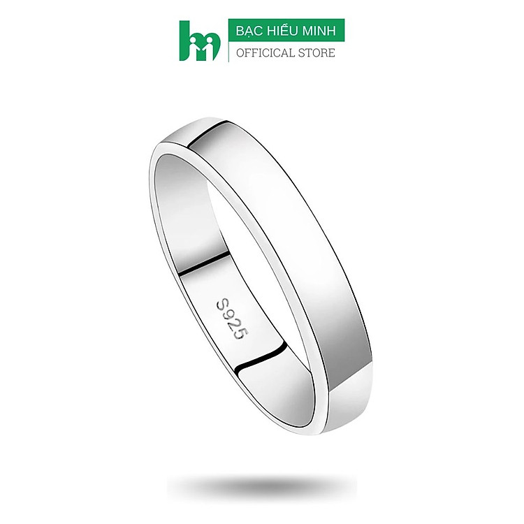 Nhẫn Nam Bạc 925 NA035S Kiểu Trơn Vuông Thanh Lịch Bạc Hiểu Minh Bảo Hành Vĩnh Viễn