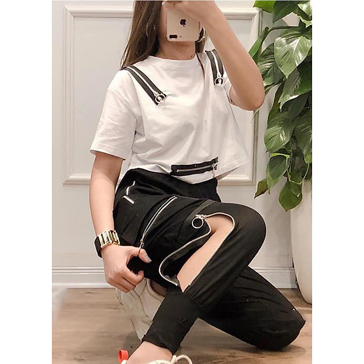 Quần jogger khóa đùi nữ sành điệu