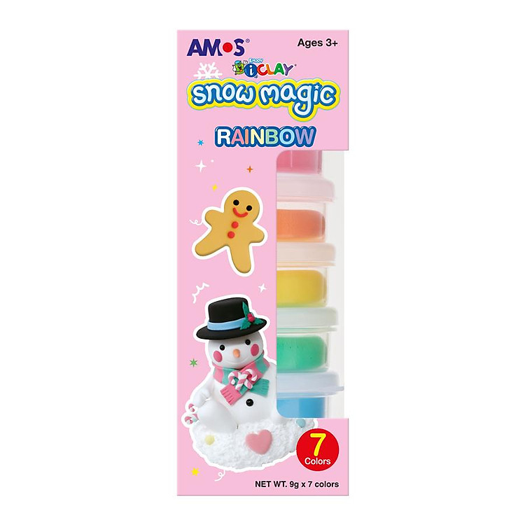 Hộp đất nặn bảy sắc cầu vồng AMOS Snow Magic Rainbow SM7P-R (7 màu)